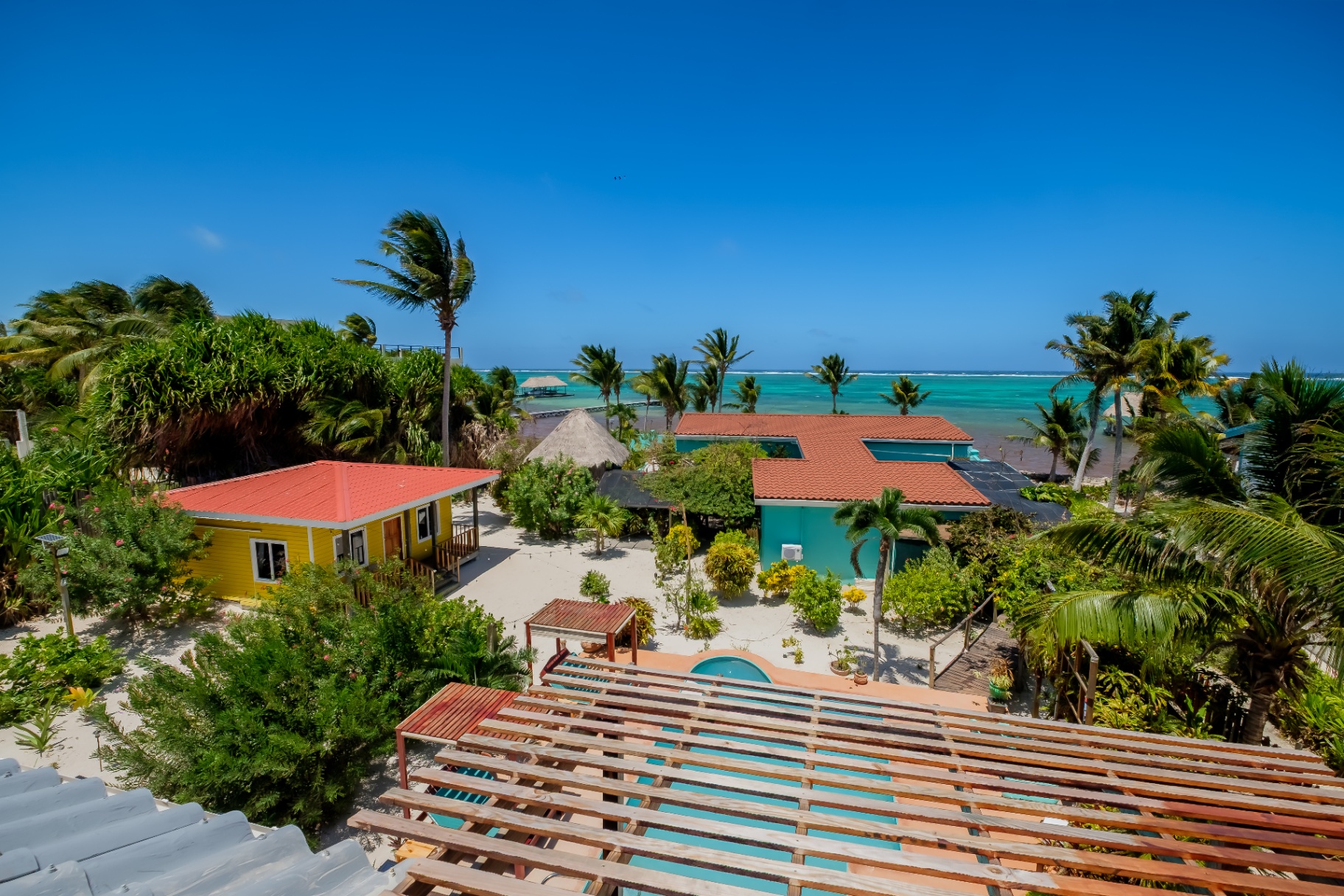 Aerial view of Playa Blanca villas and the reef