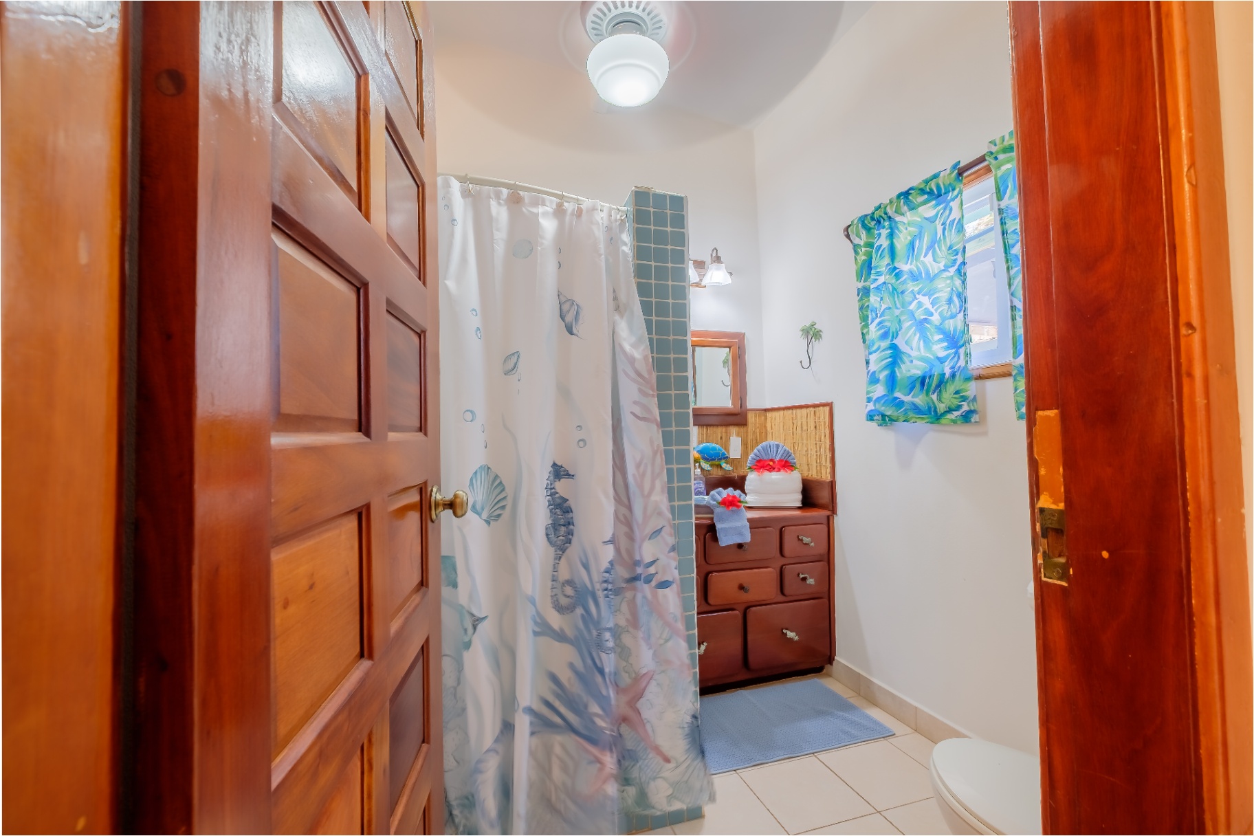 Guest bathroom with seashell decor