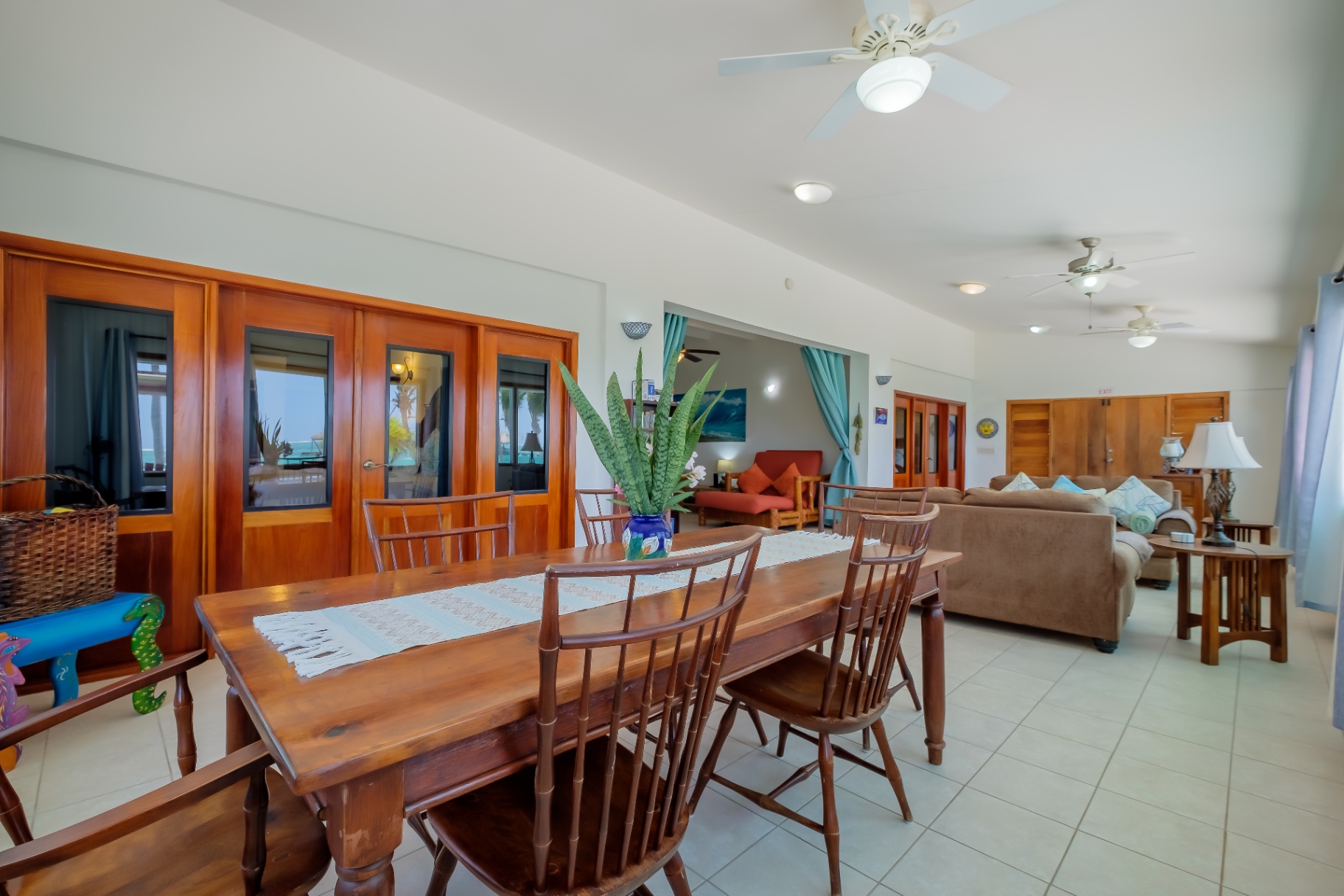 Long wood dining table for family meals