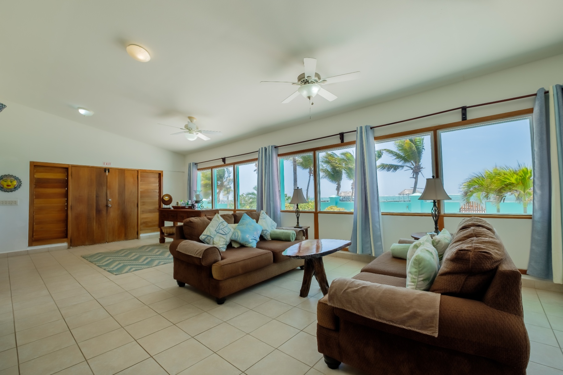 Front living area with broad windows overlooking the sea